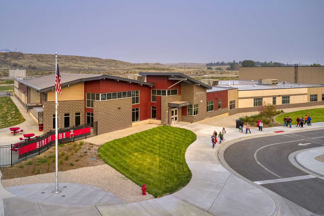 Areal view of K-12 campus for Big Horn County School District.