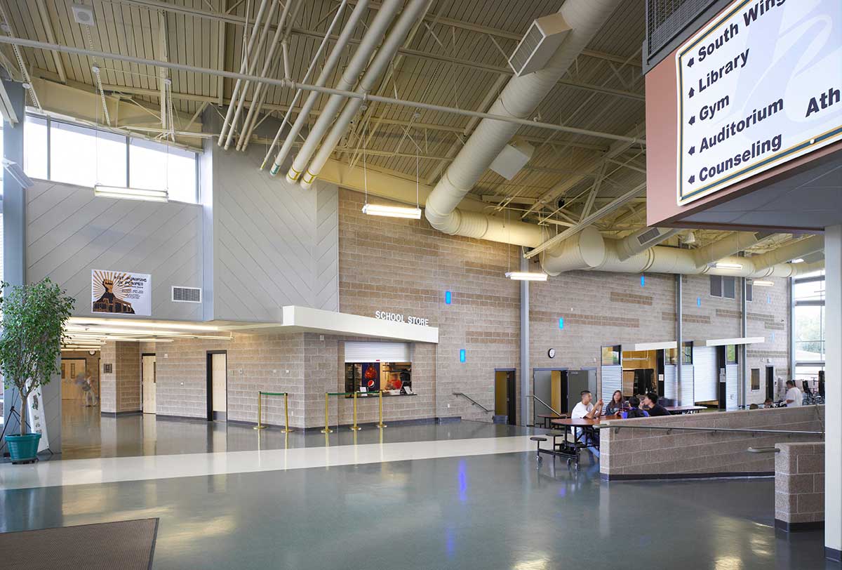 Signage for identification of and way finding to different spaces in the school establishes a sense of ownership and an ‘us and them’ atmosphere.
