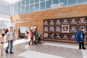 Dawg Nation Ice Arena inside lobby founders wall