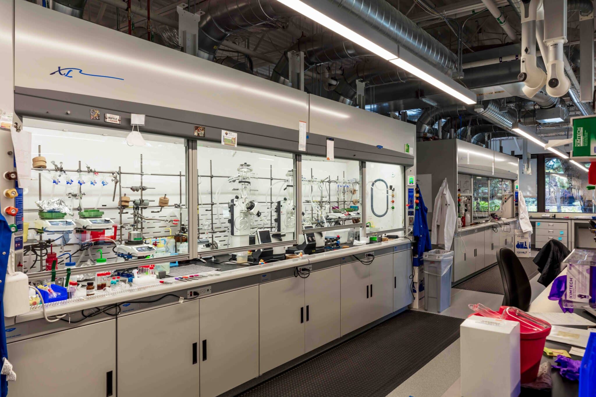 Cabinet in laboratory holding instruments